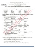 Đáp án đề thi vào lớp 10 môn tiếng anh Phú Thọ năm 2013