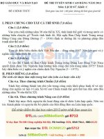 Đáp án đề thi cao đẳng môn sử khối C năm 2013 của bộ GD&ĐT