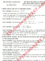 Đáp án đề thi cao đẳng môn toán khối A1 năm 2013 của bộ GD&ĐT