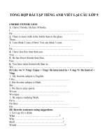 Bài tập viết lại câu trong tiếng anh lớp 9   bài số 4 