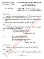 Đáp án đề thi vào lớp 10 môn văn chuyên Bà Rịa Vũng Tàu năm 2013