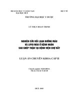 Nghiên cứu rối loạn đường máu và lipid máu ở bệnh nhân sau ghép thận tại Bệnh viện Chợ Rẫy