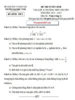 Đáp án đề thi vào lớp 10 môn toán vòng 1 chuyên đại học Vinh năm 2013