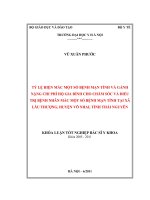 TỶ LỆ HIỆN MẮC MỘT SỐ BỆNH MẠN TÍNH VÀ GÁNH NẶNG CHI PHÍ HỘ GIA ĐÌNH CHO CHĂM SÓC VÀ ĐIỀU TRỊ BỆNH NHÂN MẮC MỘT SỐ BỆNH MẠN TÍNH TẠI XÃ LÂU THƯỢNG, HUYỆN VÕ NHAI, TỈNH THÁI NGUYÊN