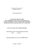 Xây dựng hệ thống câu hỏi trắc nghiệm khách quan dạng MCQ chương 3 và chương 4 sinh học 11 nâng cao trung học phổ thông để kiểm tra đánh giá kết quả học tập của học sinh 