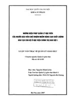 Những biện pháp quản lý học viên của người giáo viên chủ nhiệm nhằm nâng cao chất lượng đào tạo cán bộ ở học viện chính trị khu vực i 