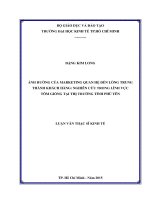 Ảnh hưởng của marketing quan hệ đến lòng trung thành khách hàng  nghiên cứu trong lĩnh vực tôm giống tại thị trường tỉnh phú yên 