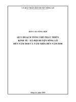 QUY HOẠCH TỔNG THỂ PHÁT TRIỂN KINH TẾ - XÃ HỘI HUYỆN SÔNG LÔ ĐẾN NĂM 2020 VÀ TẦM NHÌN ĐẾN NĂM 2030