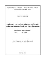 Phát huy lợi thế so sánh để thúc đẩy phát triển kinh tế xã hội tỉnh Vĩnh Phúc