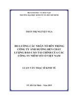 Đo lường các nhân tố bên trong công ty ảnh hưởng đến chất lượng báo cáo tài chính của các công ty niêm yết ở việt nam 