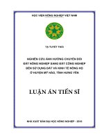 Nghiên cứu ảnh hưởng chuyển đổi đất nông nghiệp sang đất công nghiệp đến sử dụng đất và kinh tế nông hộ ở huyện Mỹ Hào, tỉnh Hưng Yên