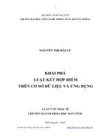 Khai phá luật kết hợp hiếm trên cơ sở dữ liệu và ứng dụng