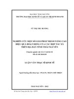 Nghiên cứu một số giải pháp nhằm nâng cao hiệu quả hoạt động của các hợp tác xã trên địa bàn tỉnh Thái Nguyên