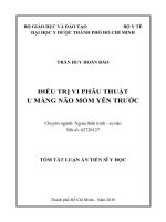 Điều trị vi phẫu thuật u màng não mỏm yên bướm trước