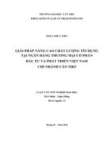 giải pháp nâng cao chất lượng tín dụng tại ngân hàng BIDV chi nhánh cần thơ 