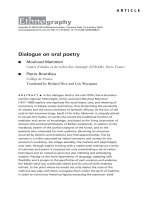 Dialogue on oral poetry (Pierre Bourdieu)