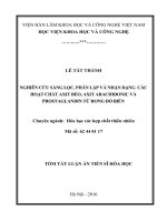 Nghiên cứu sàng lọc phân lập và nhận dạng các hoạt chất axit béo, axit arachidonic và prostaglandin từ rong đỏ biển