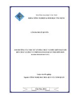 ảnh hưởng của việc xử lý hóa chất và điều kiền bao gói đến chất lượng và thời gian bảo quản trái bòn bon (lasium domesticum corr ) 