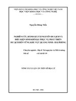 Nghiên cứu, đánh giá tài nguyên du lịch và điều kiện sinh khí hậu phục vụ phát triển du lịch bền vững khu vực quảng ninh   hải phòng (TT) 