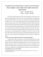 GIẢI PHÁP TĂNG CƯỜNG QUẢN LÝ NỢ XẤU TẠI NGÂN HÀNG NÔNG NGHIỆP VÀ PHÁT TRIỂN NÔNG THÔN CHI NHÁNH DIÊN KHÁNH