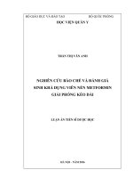 Nghiên cứu bào chế và đánh giá sinh khả dụng viên nén metformin giải phóng kéo dài