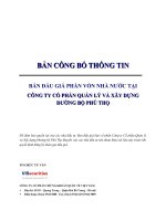 BÁN ĐẤU GIÁ PHẦN VỐN NHÀ NƯỚC TẠI CÔNG TY CỔ PHẦN QUẢN LÝ VÀ XÂY DỰNGCÔNG TY CỔ PHẦN QUẢN LÝ VÀ XÂY DỰNGĐƯỜNG BỘ PHÚ THỌĐƯỜNG BỘ PHÚ THỌ