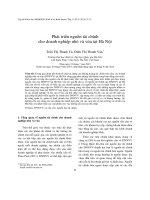 Phát triển nguồn tài chính cho doanh nghiệp nhỏ và vừa tại Hà Nội