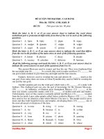 Đề thi thử đại học, cao đẳng môn tiếng anh mã đề thi 29