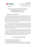 BÁO CÁO KẾT QUẢ HOẠT ĐỘNG KINH DOANH NĂM 2014, TÌNH HÌNH THỰC HIỆN ĐỀ ÁN TÁI CƠ CẤU VÀ KẾ HOẠCH HOẠT ĐỘNG NĂM 2015