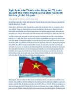 Nghị luận câu thanh niên đừng hỏi tổ quốc đã làm cho mình những gì mà phải hỏi mình đã làm gì cho tổ quốc 