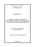 Nghiên cứu mối quan hệ giữa tăng trưởng  kinh tế và bất bình đẳng ở vùng kinh tế trọng điểm trung bộ (TT)