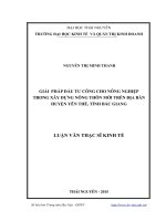 Giải pháp đầu tư công cho nông nghiệp trong xây dựng nông thôn mới trên địa bàn huyện Yên Thế  tỉnh Bắc Giang