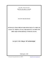 Đánh giá tính thích nghi sinh thái của một số loài cây trồng có giá trị kinh tế cao đối với điều kiện sinh khí hậu tỉnh Hà Giang
