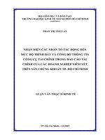 Nhận diện các nhân tố tác động đến mức độ trình bày và công bố thông tin công cụ tài chính trong báo cáo tài chính của các doanh nghiệp niêm yết trên sàn chứng khoán TP HCM