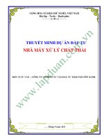 DỰ ÁN ĐẦU TƯ NHÀ MÁY XỬ LÝ CHẤT THẢI