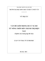 Vấn đề giới trong di cư tự do từ nông thôn đến thành thị hiên nay (Nghiên cứu trường hợp Hà Nội)