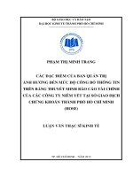 Các đặc điểm của ban quản trị ảnh hưởng đến mức độ công bố thông tin trên bảng thuyết minh báo cáo tài chính của các công ty niêm yết tại sở giao dịch chứng khoán thành phố hồ chí minh (hose) 