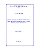 Đánh giá hiệu quả kinh tế sử dụng phân bón hữu cơ vi sinh trong sản xuất cà phê của hộ nông dân ở huyện cư kuin, tỉnh đắk lắk