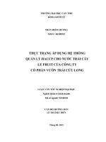 Thực trạng áp dụng hệ thống quản  lý  HACCP  cho  nước  trái  cây  le  fruit  của  công  ty  cổ  phần  vườn  trái cửu  long