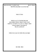 PHÁP LUẬT về KINH DOANH bảo HIỂM NHÂN THỌ ở VIỆT NAM NHỮNG vấn đề lý LUẬN và THỰC TIỄN tt