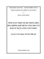 Tính toán thiết kế hệ thống điều hòa không khí trung tâm cho tàu HL05 sử dụng công chất r407c (chuyên ngành khai thác và bào trì tàu thủy)
