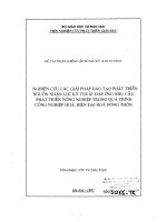 Nghiên cứu các giải pháp đào tạo phát triển nguồn nhân lực kỹ thuật đáp ứng nhu cầu phát triển nông nghiệp trong quá trình công nghiệp hóa, hiện đại hóa nông thôn
