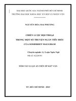 Chiến lược hội thoại trong một số truyện ngắn tiêu biểu của somerset maugham (TT) 