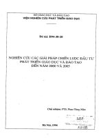 Nghiên cứu các giải pháp chiến lược đầu tư phát triển giáo dục và đào tạo đến năm 2000 và 2005