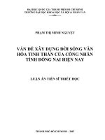 Vấn đề xây dựng đời sống văn hóa tinh thần của công nhân tỉnh đồng nai hiện nay (tóm tắt )