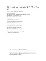 Đề thi cuối năm ngữ văn 12 THPT lí thái tổ 