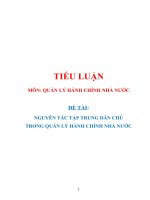 NGUYÊN TẮC TẬP TRUNG DÂN CHỦ TRONG QUẢN LÝ HÀNH CHÍNH NHÀ NƯỚC