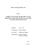 Nghiên cứu ứng dụng tin học phục vụ cho kiểm định và phân tích số liệu các cuộc điều tra chọn mẫu kinh tế xã hội