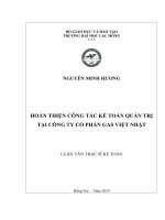 Luận văn thạc sĩ Hoàn thiện công tác kế toán quản trị tại công ty cổ phần gas việt nhật