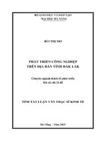 tóm tắt luận văn thạc sĩ  phát triển công nghiệp trên địa bàn tỉnh đắk lắk